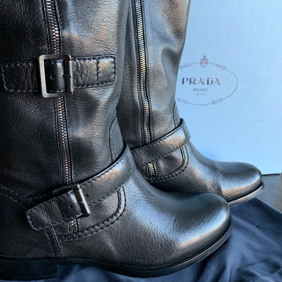 Prada Black Leather Boots - Picture 1 of 5